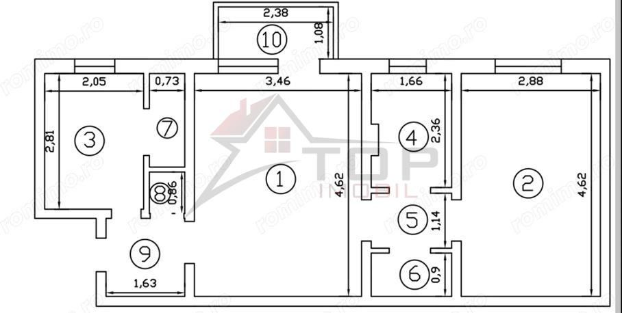 Apartament 2 camere semidecomandat, Podu Ros - Bld. Socola