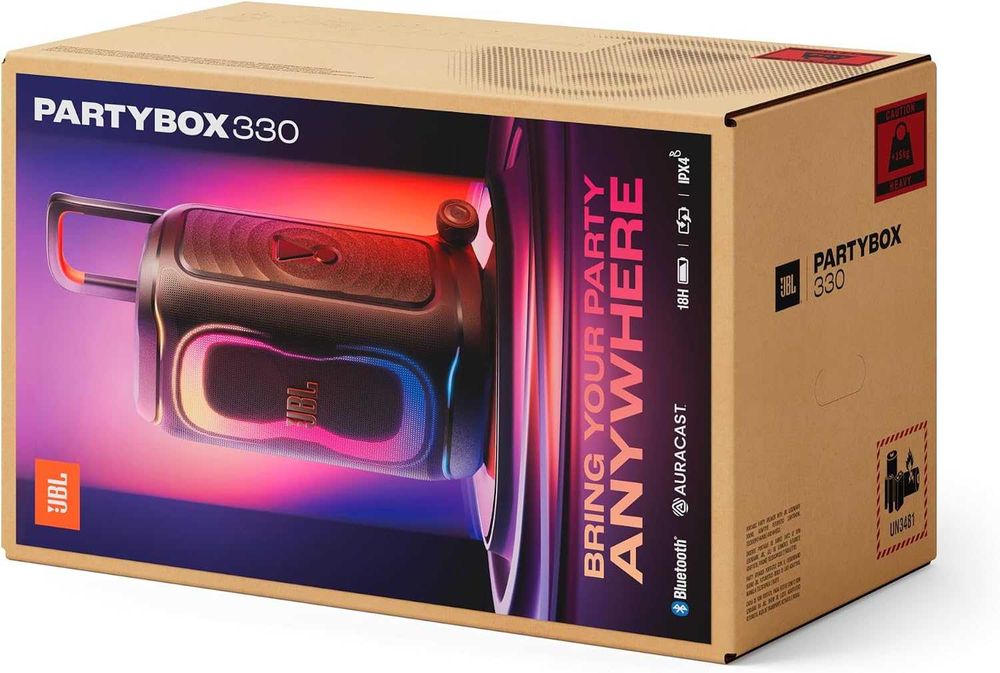Нова Аудио Безжична Система JBL PartyBox 330, Включена Батерия, 2 години Гаранция, Портативна Тонколона, Черна