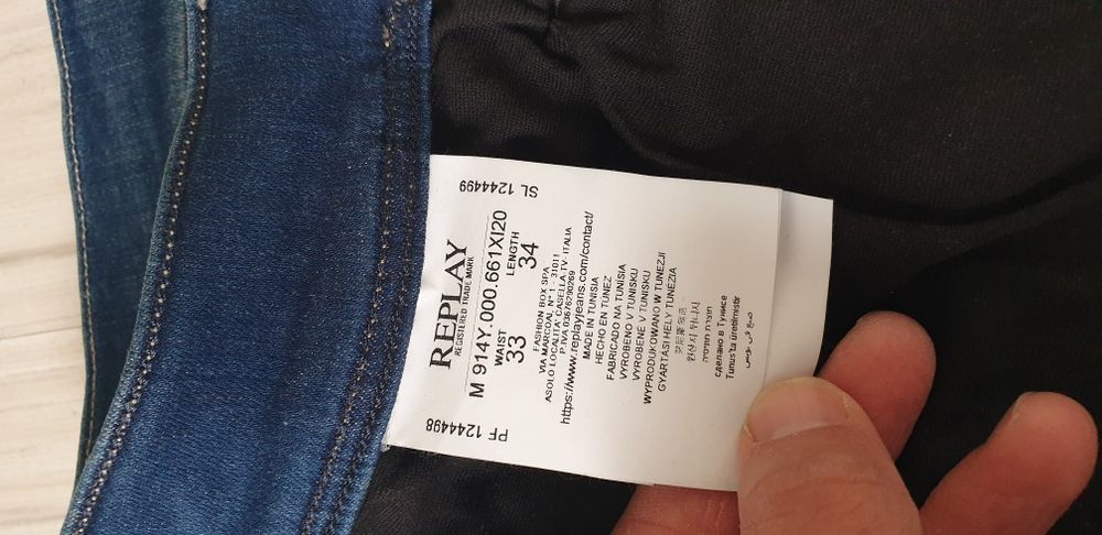 Replay Milano Anbass  Slim Fit  33/34 НОВО! ОРИГИНАЛ Мъжки Дънки!