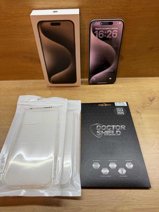 iPhone 15 Pro Max 256 GB, Natural Titanium, liber de rețea