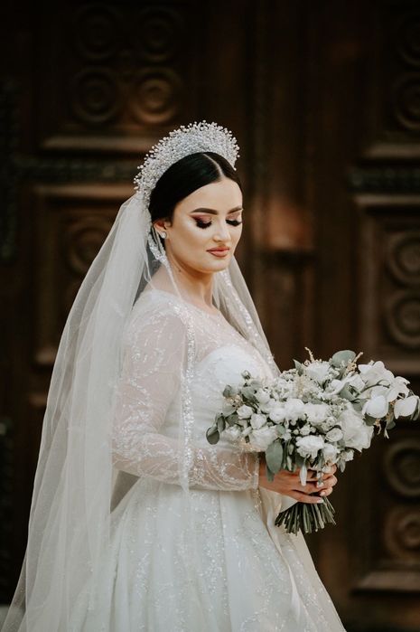 Rochie Mireasa (S-M) + Voal și Diademă