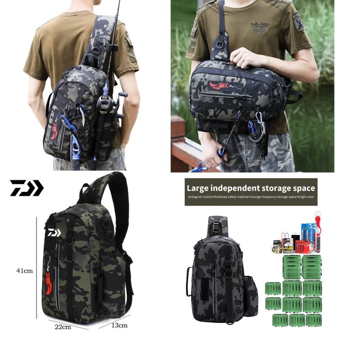 мъжка чанта за спининг Daiwа джобове за риболовни принадлежности