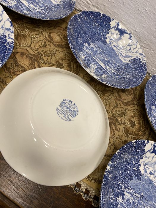 Комплект от 6 дълбоки чинии Crown Ducal „Bridge Scenes“ – Англия