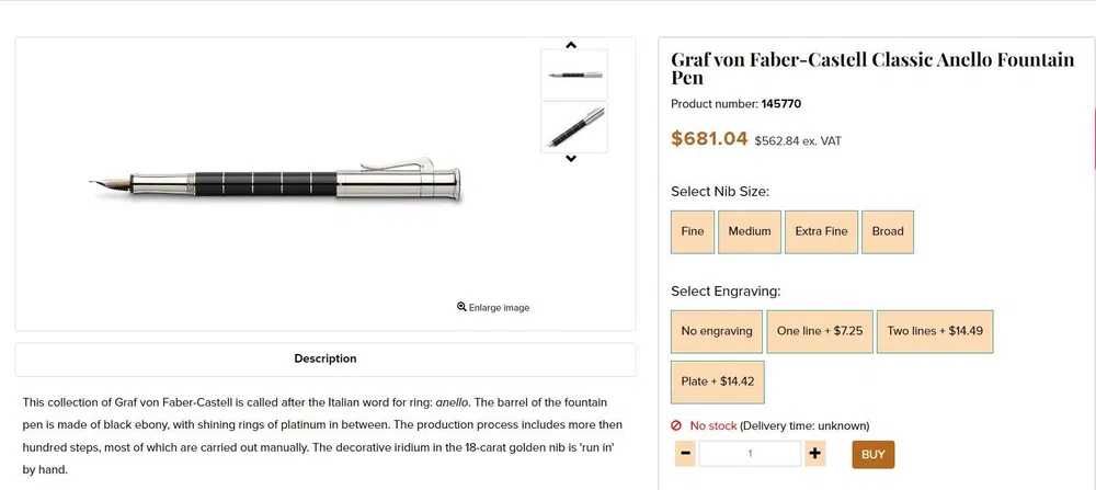 Colecția Graf von Faber-Castell Anello Black (Stilou+Roler+Pix+Creion)