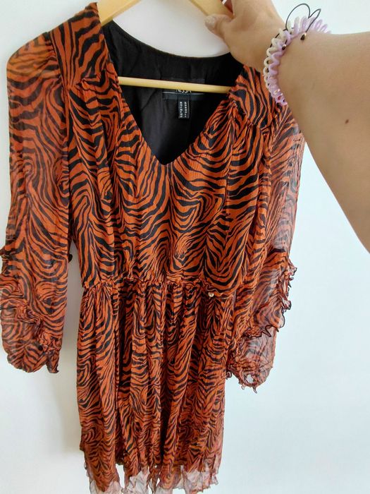 Rochie midi nissa , zebra print , stare perfecta