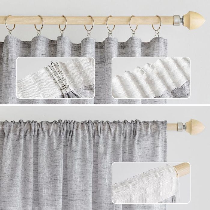 Perdele MIULEE Tip In Gri-Alb 140x260 cm Set 2 Bucăți cu Rejansă