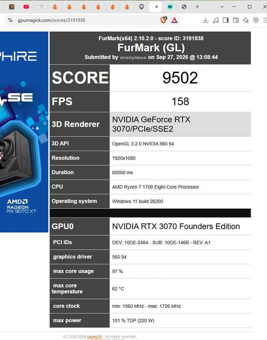 PC Ryzen 7-1700-RTX 3070-32gbDDR4 /240 SSD