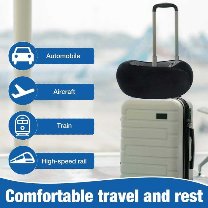 Mineup възглавница за пътуване от мемори пяна за самолет и кола черна