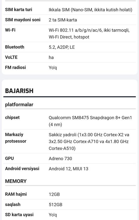 Xiaomi 12 S Pro holati ideal karobka dakument zaryadka hammasi bor