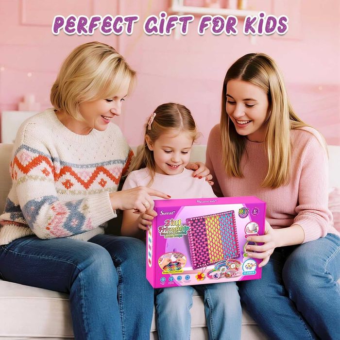 Комплект за тъкане и изработка на гривни Sunrad 2 в 1 за момичета