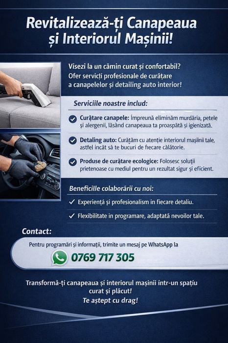 Curățare canapele și detailing auto