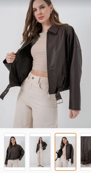 Кафяво кожено бомбър яке  XS