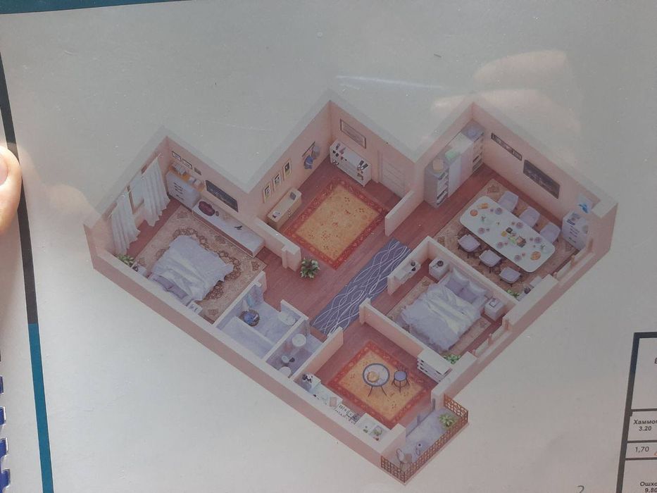 Nurafshon shaharda barcha qulayliklarga ega 3 xonali uy sotiladi