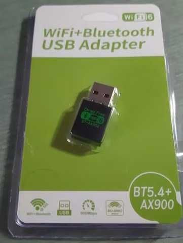 Безжичен адаптер Wifi 6 + Bluetooth 5.4, USB, 900Mbps, 2.4/5.8Ghz за лаптоп, компютър