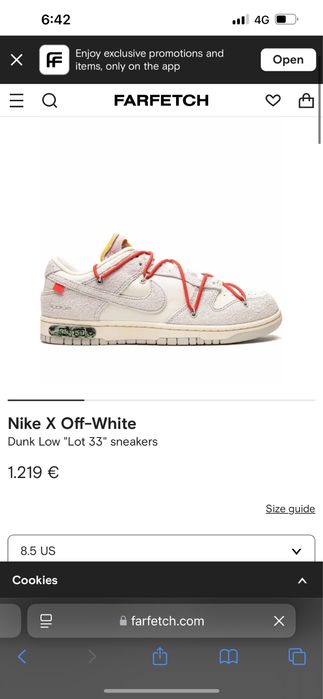 Dunk low off white lot 33