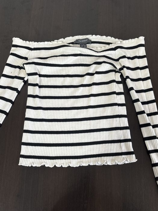 Bluza pe umeri alb negru, Primark