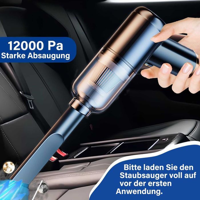 Компактна безжична прахосмукачка за кола с USB-C зареждане и приставки