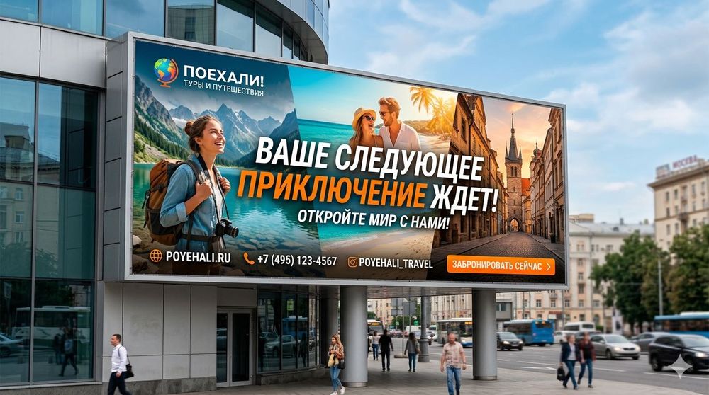 Фасадная УФ-печать на сетке 5 метров — Бесшовное закрытие зданий