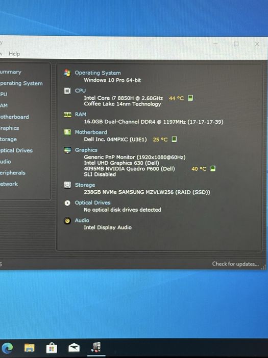 Dell Precision 3530•i7-8850H• Nvidia Quadro P600• 16Gb ram DDR4•Bateria excelent