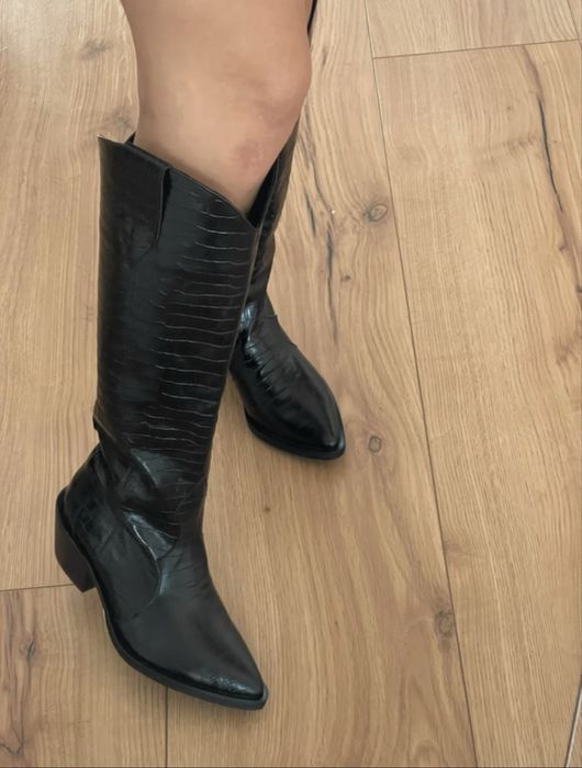 Cizme stil cowboy negre