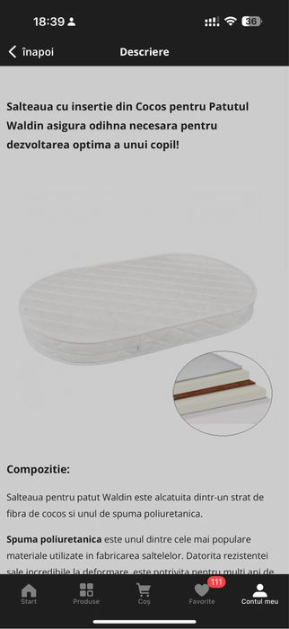 Patut lemn Fairytale Mobexpert cu saltea bambus si baldachin incluse