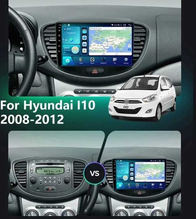 Мултимедия за Hyundai I10 Двоен дин Навигация плеър екран Android I10