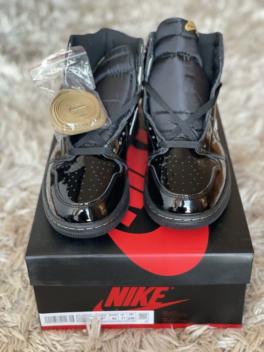 Jordan 1 Retro High Black Metallic Gold Dark Nike Full Box Verificare