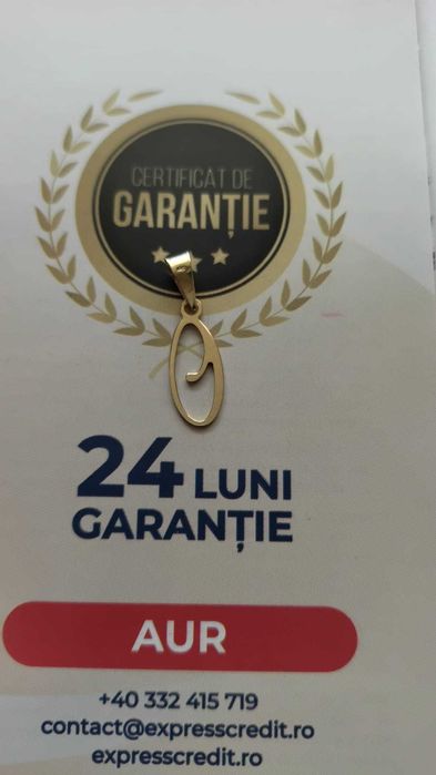 (AG 35) Medalion aur 14K "litera O" B.34453.3 /Garantie 2 ani/ 245 lei