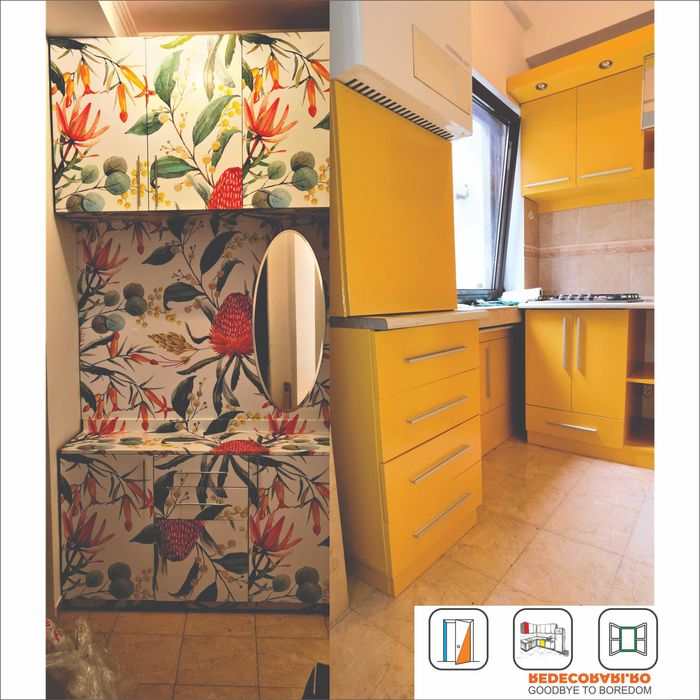 Colantare, recolantare, decorare, tapet: mobila, usi, geamuri, pereti.