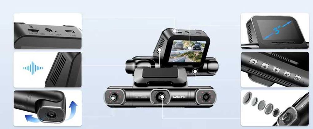 Camera auto 4 obiective 4K/128GB/control vocal/WiFi 5Ghz/GPS cu bonus