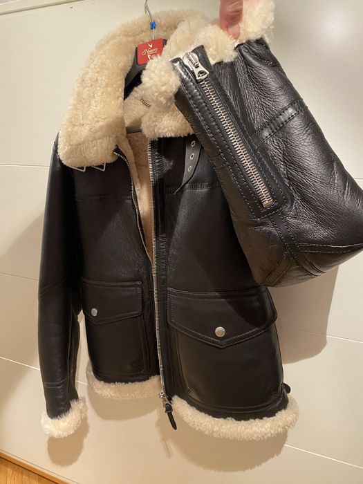 BURBERRY AVIATOR leather sheepskin ca nou, L barbatesc