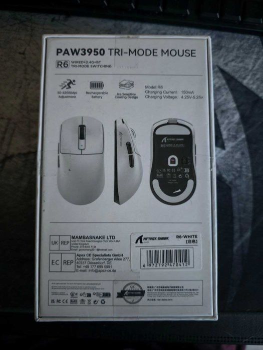 ATTACK SHARK R6 Ultralight 39g Wireless 8K PAW3950MAX Gaming Mouse