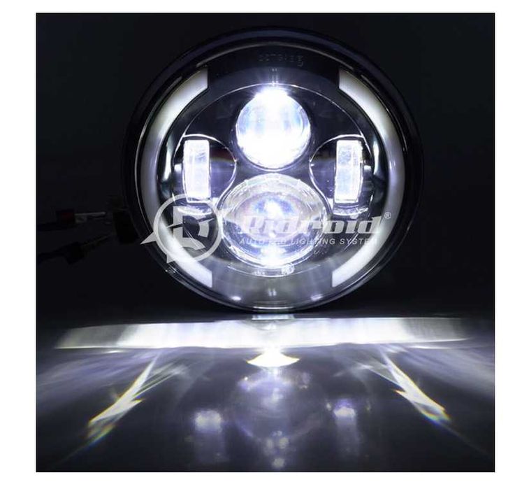 К-т Кръгли LED фарове 7" 70W H4 букса, къси, дълги, дневни и мигач