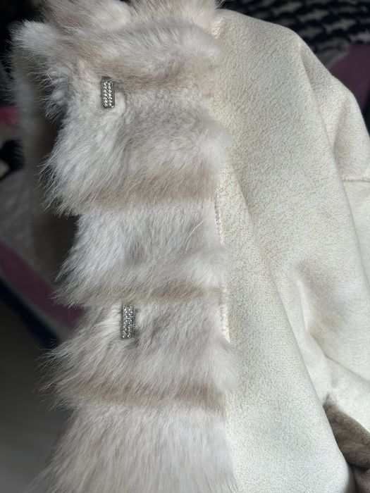 Эко шубка в бежевом оттенке