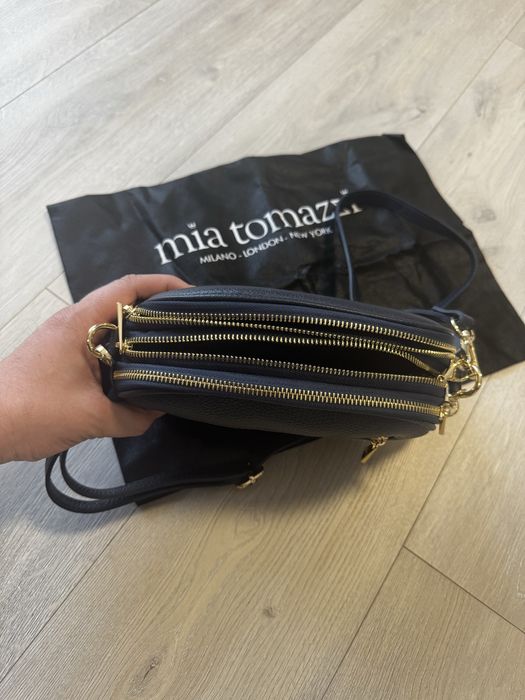 Geanta Mia Tomazzi din piele naturala / NOUA cu eticheta / Blue Navy