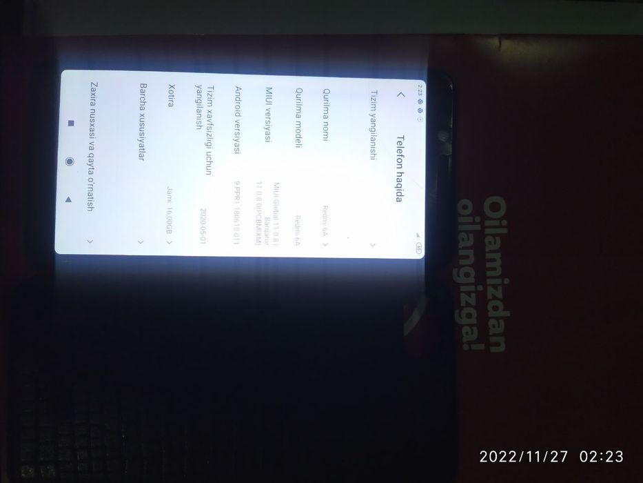 Redmi 6 a xotirasi 16g