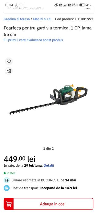 Trimmer benzină pentru tăiat gard viu