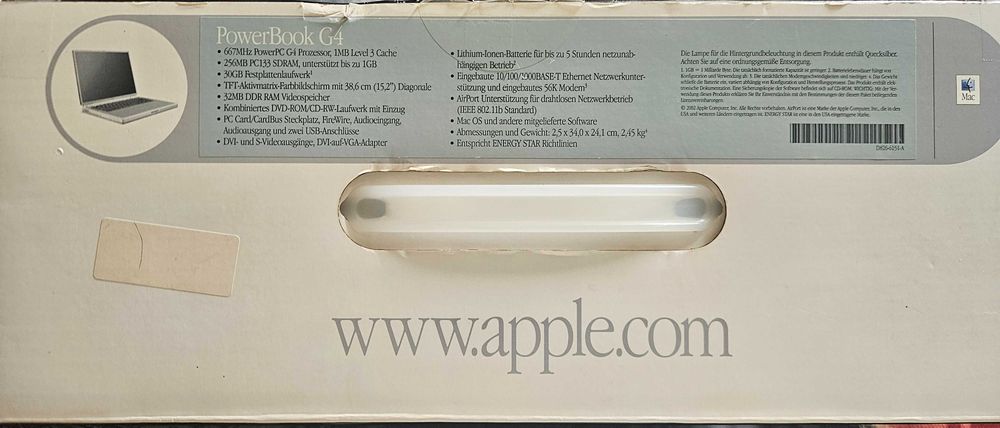 Ретро Apple PowerBook G4 Ti DVi, Mac OS 9, Mac OS X Tiger и PowerBook G4 12" с оригинални опаковки