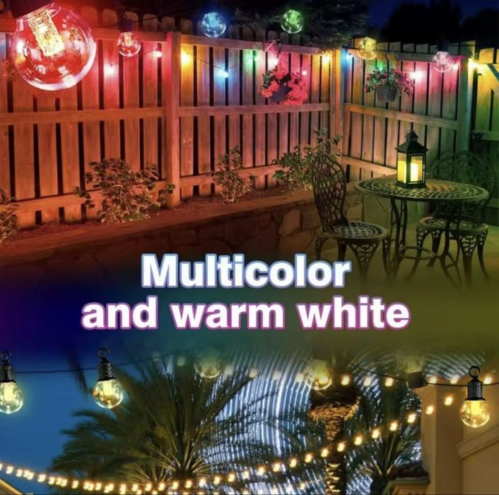 Ghirlandă luminoasă LED Smart 15m / 25 becuri G45 RGB – Bluetooth + App + Telecomandă