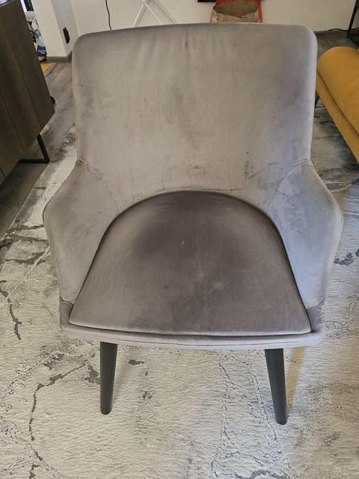 Scaun stofă catifea gri