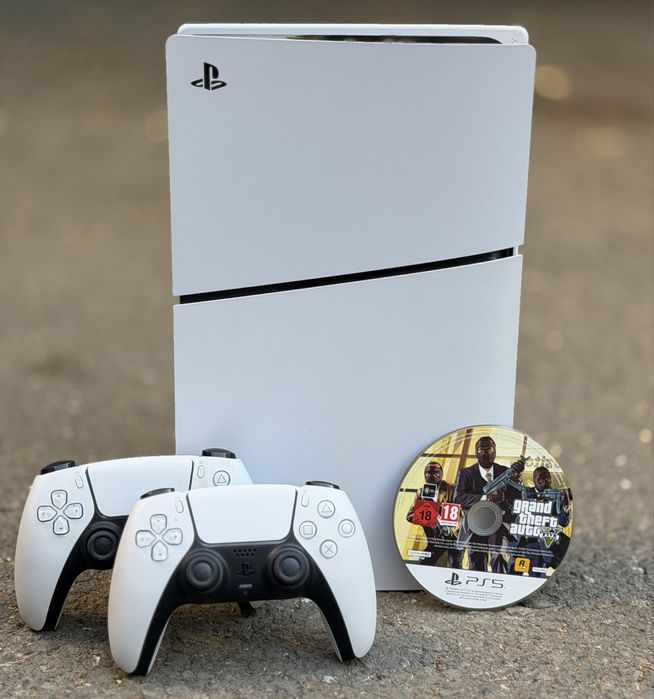 ПЕРФЕКТНА!!! Конзола Sony PlayStation 5 Slim Disc Edition, 1TB + 2 оригинални DualSense + GTA V