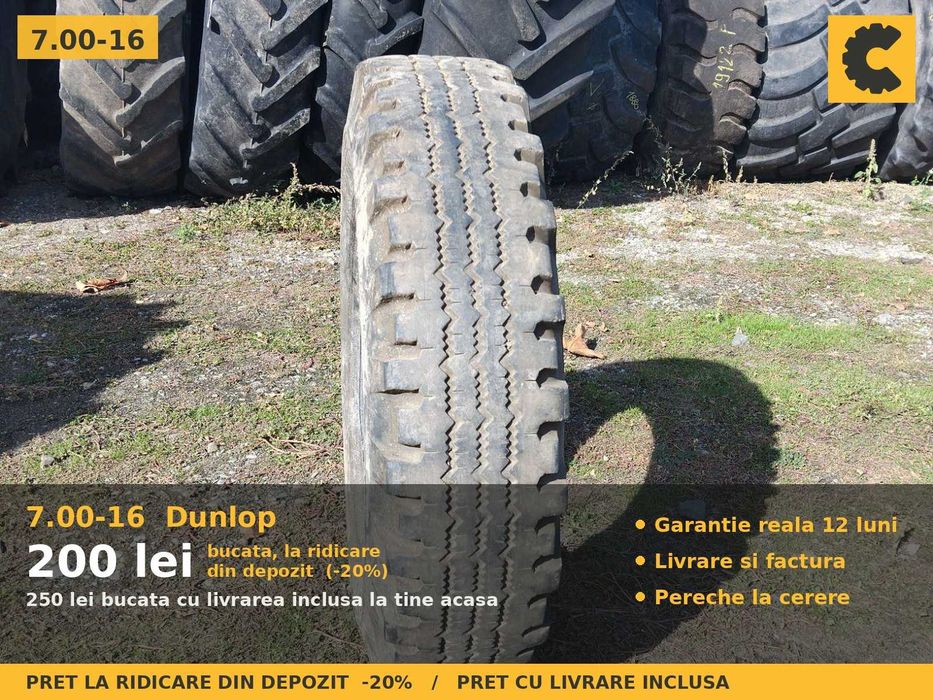 Anvelope Cauciucuri 7.00-16 7.00 16 7.00R16 7.00x16 70016 Dunlop Remorca Implement Flotatie SH Second Hand IEFTIN Garantie 1 An Factura Livrare Rapida