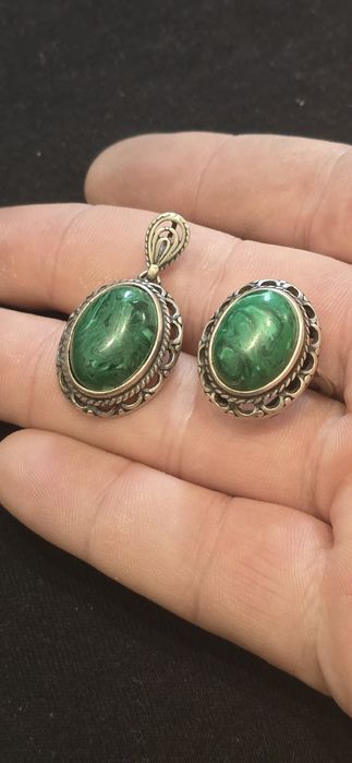 Set din argint Malachit