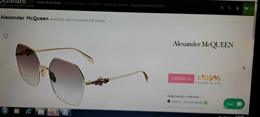 Ochelarii soare Dama Alexander McQueen Italy Produs nou