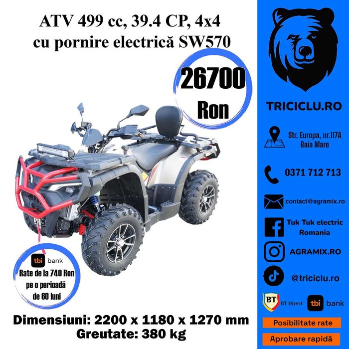 Atv 499cc 39.4 CP 4×4 cu pornire electrica SW570 Atv nou