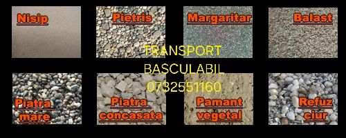 Nisip,Pietriș, Balastru,Pământ Vegetal :TRANSPORT BASCULABIL !!!