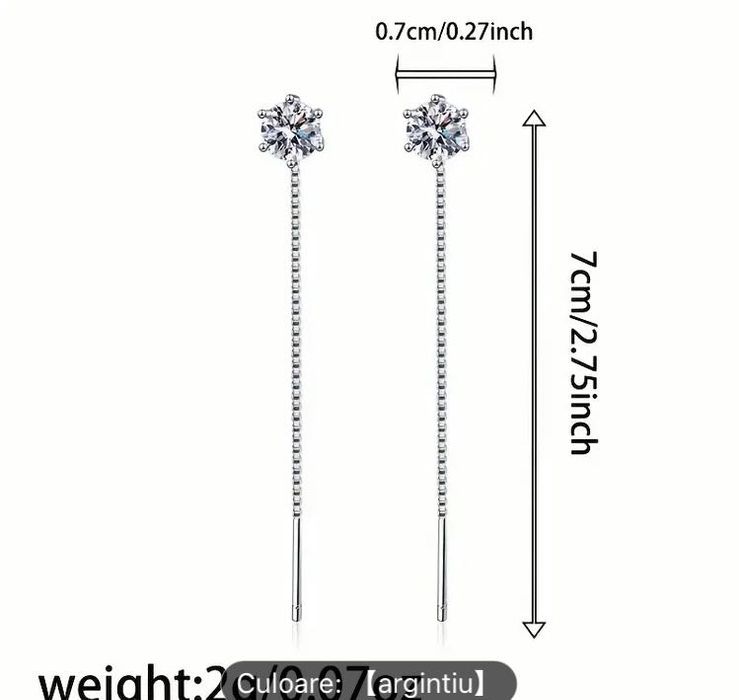 Vand cercei de argint cu piatra argintie