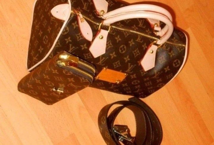 Set geanta LV Speedy +curea+portofel,saculet, etichetă