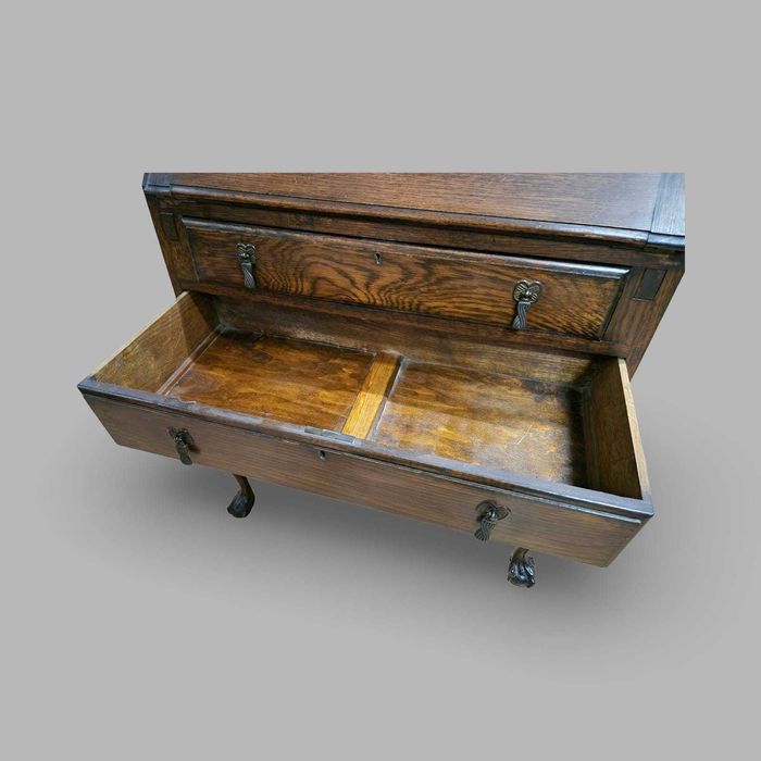 Старинно английско писалище секретер от дъбов масив и естествен фурнир