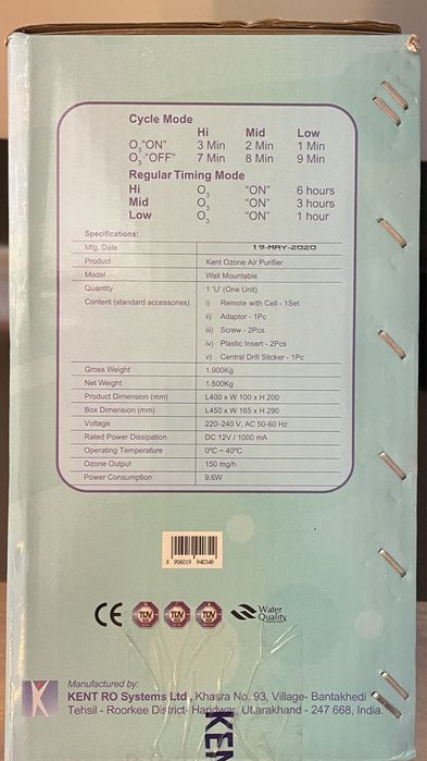 Kent-Aparat cu ozon pentru dezinfectia aerului si suprafetelor